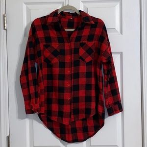 Plaid button up top